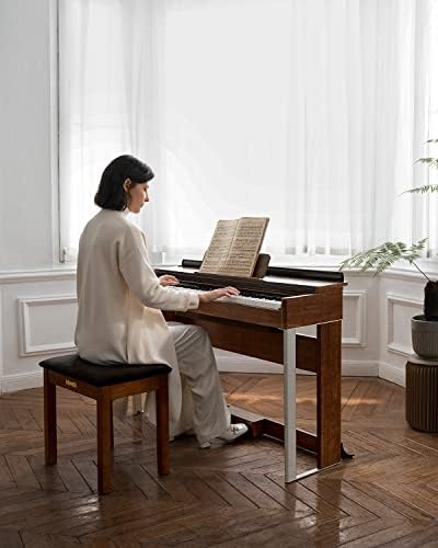 Donner Piano Bench with Storage, Solid Wood Keyboard Bench Piano Bookcase Stool Chair Seat with High-Density Sponges Pad, Black