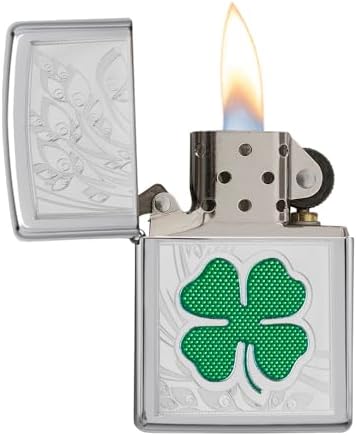 Zippo Clover Design Pocket Lighter, High Polish Chrome, One Size (ZO24699)