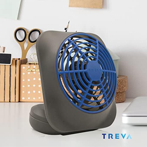 O2COOL Treva 5 in Portable Battery Powered Desk Fan 2-Speed Dark Blue | Yes