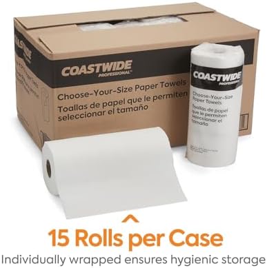 Coastwide Professional Choose-Your-Size Paper Towels, 2-Ply, White, 128 Sheets/Roll, 15 Rolls/Carton