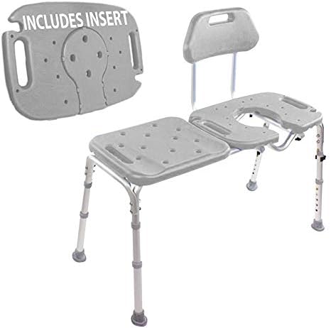 Tub Transfer Bench for Bathtub, All-Access Bath Bench with Cutout Seat | Slide Safely In & Out of the Tub - Blue, adjustable height, aluminum frame, cutout seat, extra-wide seat, cutout U-shape