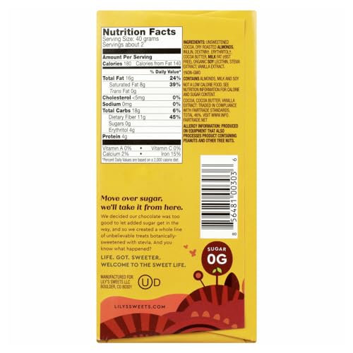 Lily's - Dark Chocolate Bar 55% Cocoa Almond - 3 oz.pack of 2