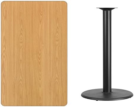 Flash Furniture 48x30" Rectangular Table and 24" Round Base, Walnut | Bar Height, Laminate, Durable Construction, Commercial Use