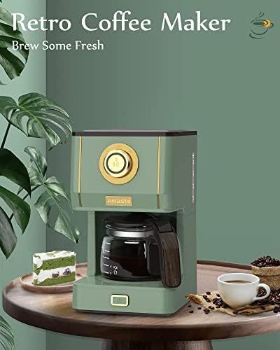 Amaste Drip Coffee Maker, Coffee Machine with 25 Oz Glass Coffee Pot, Retro Style Coffee Maker with Reusable Filter & Three Brewing Modes