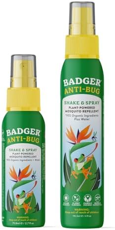 Badger Bug Spray, 3-Hour DEET-Free Mosquito Repellent, Family Friendly, Citronella & Organic Essential Oils, Natural & Vegan Insect Repellent Spray, 4 fl oz Aluminum Bottle