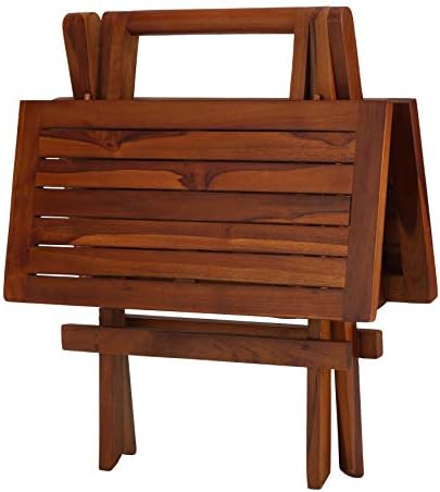 Ravinia Folding Teak Small Table, Oiled Finish Brown