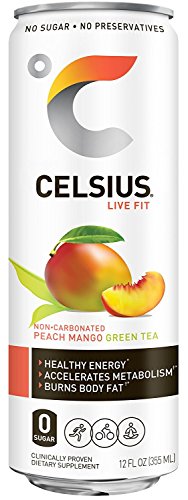 CELSIUS Sparkling Peach Vibe, Functional Essential Energy Drink 12 Fl Oz (Pack of 4)