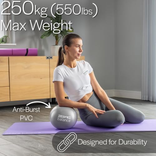 Core Balance 9 Inch Anti Burst Pilates Ball - Mini Exercise Ball for Yoga, Barre, Stretching and Core Stability Workout
