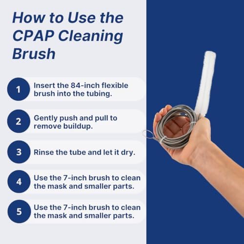 Snugell CPAP Tube Cleaning Brush Set – 84-Inch Flexible Cleaner for Tube Interiors & 7-Inch Brush for Masks – Designed for 22mm Tubing –