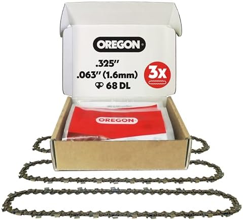 Oregon (Pack of 3) V68 PowerCut Chainsaw Chain for 18-Inch Bar, 68 Drive Links, .325" Pitch, .063" Gauge, Fits Stihl (22LPX068G), Grey | 3-Pack