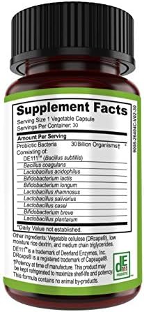 Bacillus Subtilis Probiotic - 30 Billion CFU Multi-Strain Probiotics for Women and Men - Supports Digestive and Gut Health - 30 Capsules