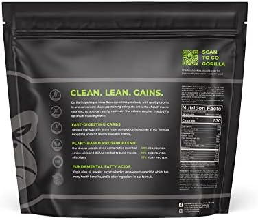 Gorilla Gulps – Mocha Vegan Mass Gainer – 5 lb Natural High Calorie Protein Powder – GMO, Gluten, Dairy