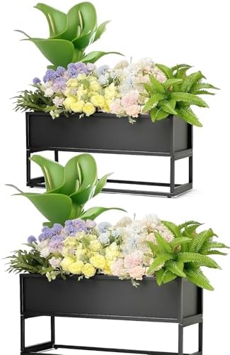 Cocoyard Metal Elevated Planter Box - 28" Raised Garden Bed with Legs for Indoor and Outdoor - Tall Rectangle Planter with Felt Liner
