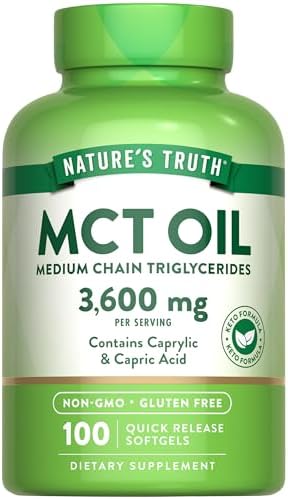 Nature's Truth MCT Oil Pills | 3600mg | 100 Softgels | Keto Friendly