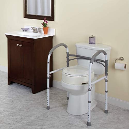 Carex Toilet Safety Rails, Adjustable and Detachable Toilet Safety Frame with Handles for Elderly, Handicap, or Disabled