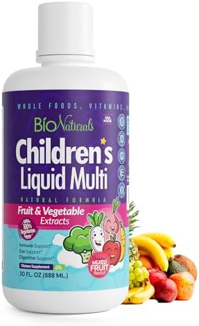 Children's Liquid Multivitamin & Immune Booster - Natural Supplement for Kids & Toddlers with Vitamins A B C D3 E, Fiber