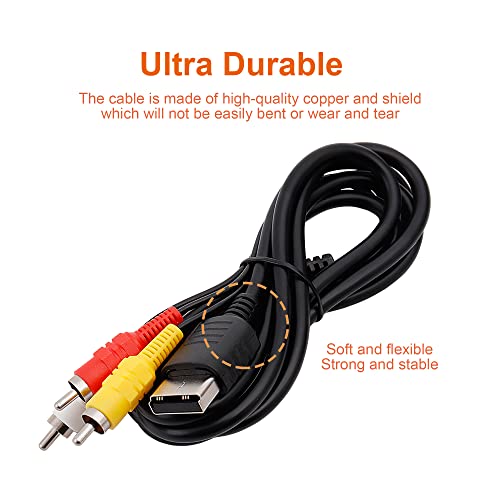 Power Cord and AV Cable for Dreamcast, 2 Prong Power Supply & Audio Video RCA AV Cable Compatible with Sega Dreamcast DC Console