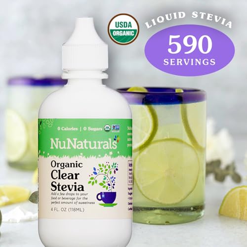 NuNaturals Organic Liquid Stevia Sweetener, Clear Unflavored, Plastic, 4oz