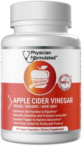 100% Organic Apple Cider Vinegar Capsules 750mg in just 1 Pill Pure Raw Apple Cider Vinegar with Cayenne Pepper for Natural