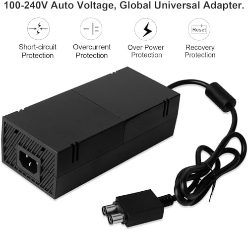 Xbox One Power Supply, AC Adapter Replacement Charger with Cable for Xbox 1, Xbox One Power Brick Advanced Version 100-240V