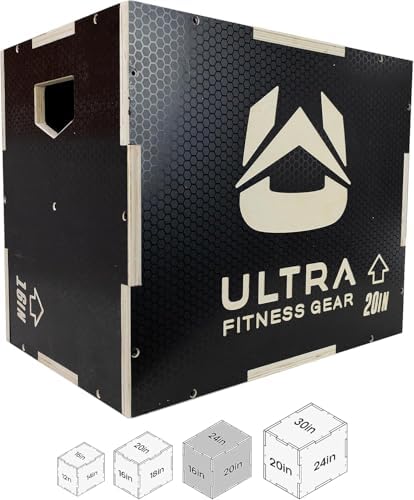 Wooden Plyo Box, 31 Plyometric Jump Training Squat, Step Up, Jumps & More Workout Size S, M, L, XL, Home Gym Exercise Equipment (Black Anti-Slip, Small 16/14/12)
