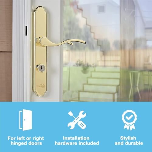 Wright Products - Serenade Mortise Keyed Lever Mount Latch with Deadbolt for Screen and Storm Doors, Polished Brass | Deadbolt, Screen and Storm Doors