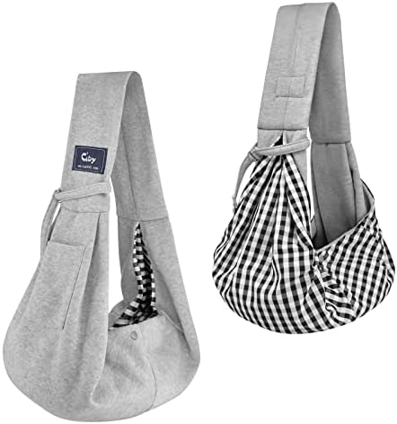Dog and Cat Sling Carrier - Hands Free Reversible Pet Papoose Bag - Soft Pouch and Tote Design - Suitable for Puppy, Small Dogs Cats Outdoor