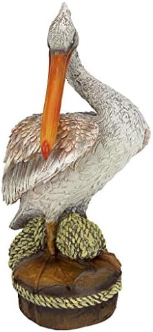 Design Toscano Coastal Decor Ocean's Perch Pelicans Garden Bird Statue, 9 Inch Wide, 24 Inch Tall, Cast Stone Resin, Full Color Finish