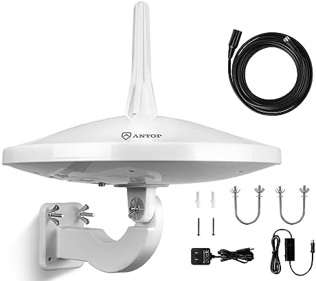 Upgraded Version - ANTOP AT-415B 720° UFO Dual Omni-Directional Outdoor HDTV Antenna with Exclusive Smartpass Amplifier &4G LTE Filter