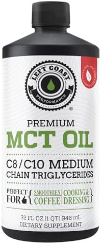 100% Coconut MCT Oil Liquid, 32 Fl Oz | MCT Oil C8 C10 for Sustained Mental Energy & Focus - Support Great for Smoothies Salads Coffee - Palm Free, Keto Friendly
