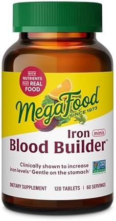 MegaFood Blood Builder Iron Supplement, Energy Support, 72 Mini Tablets