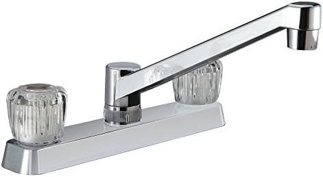 Dura Faucet DF-PK600S-BQ RV Two Handle Kitchen Sink Faucet (Bisque) | Smoked acrylic knobs give smooth, precise control of flow. Bisque Parchment. Plated ABS plastic (not metal).