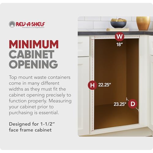 Rev-A-Shelf Top Mount Double Pullout Under Cabinet 35 Quart Kitchen Trash Cans with 150 Pound Rated Full-Extension Slides, 4WCTM-21DM2
