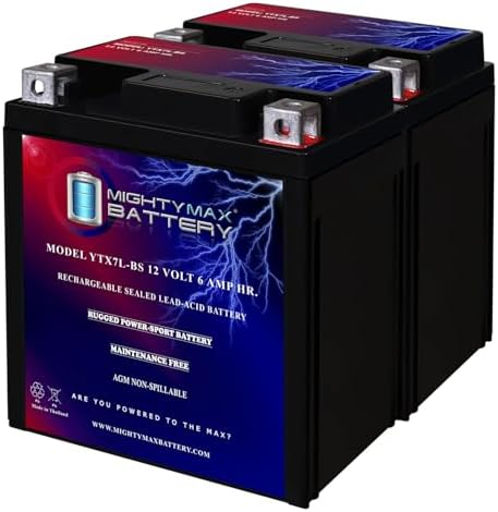 Mighty Max Battery YTX7L-BS -12 Volt 6 AH, 100 CCA, Rechargeable Maintenance Free SLA AGM Motorcycle Battery