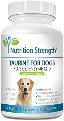 Taurine for Dogs, Support for a Healthy Heart Function, Resist Inflammatory Diseases, with Coenzyme Q10 to Help Manage Heart Failure and DCM in Dogs