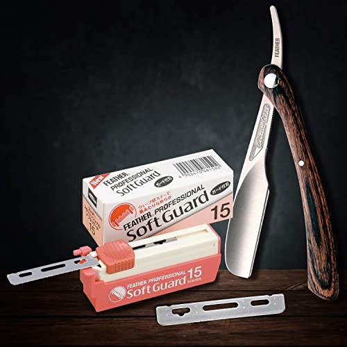 Feather Artist Club ProSoft Guard Razor Blades - Single Straight Edge Razor Blade with Guard Refills for Shaving - For Men, Women