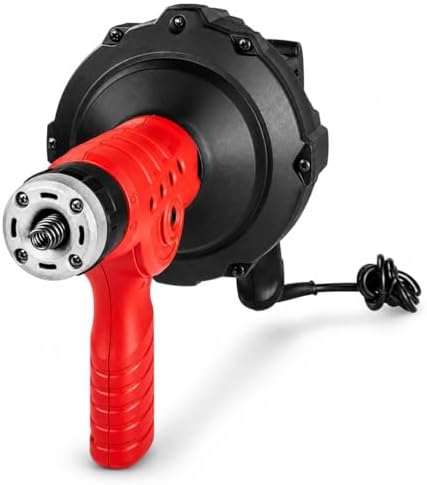 XtremepowerUS Handheld Portable Auto Feed Snake Drain Auger Corded Operated Unclog Sink Clog Pipe Cleaner Plumbing Power Tube 25' ft Cable
