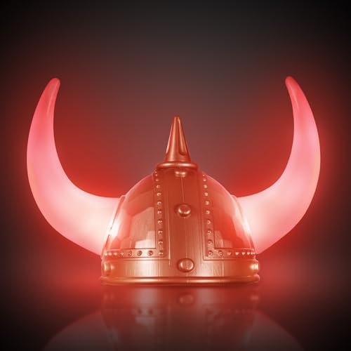 Windy City Novelties Gold Viking Costume Helmet with LED Light Up Horns for Adults