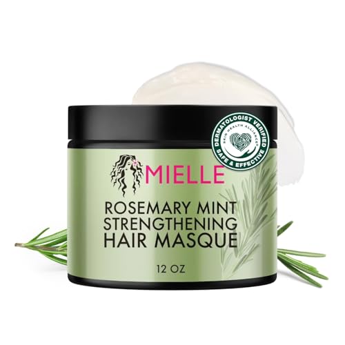 Mielle Organics Rosemary Mint Strengthening Hair Mask, Deep Conditioning Treatment Enriched with Biotin, Honey & Coconut Oil - Helps Encourage Longer
