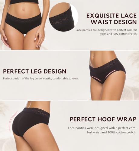 Hipster Panties for Women Underwear Lace Bikini Hip-huggers Panties 5 Pack