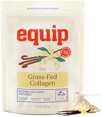 Equip Foods Grass Fed Collagen Powder | Hydrolyzed Bovine Collagen Peptides with Amino Acids | Prime Beef Collagen for Healthy Joints, Skin & Nails | Non-GMO, Paleo Friendly | 30 Servings, Unflavored