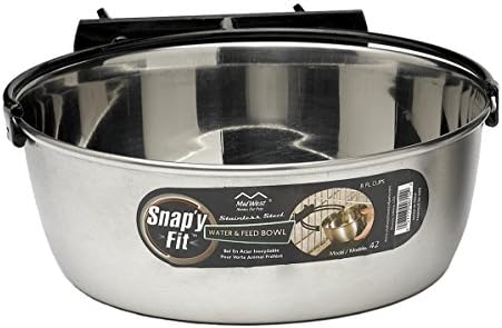 MidWest Homes for Pets Snap'y Fit Stainless Steel Food or Water Bowl, Holds 1 Quart, Mounts to Wire Crates, No-Tip Design, Rust-Resistant, for Dogs and Cats