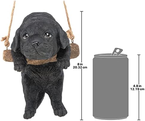 Design Toscano Labrador Retriever Dog Indoor/Outdoor Garden Statue, 9 Inch Wide, 15 Inch Tall, Cast Stone Resin, Black Painted Finish