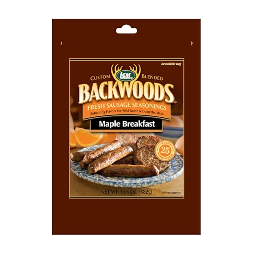 LEM Products Backwoods Breakfast Fresh Sausage Seasoning, 8.3 oz Packet | Pre-Measured Seasoning for Wild Game and Domestic Meat, Seasons Up to 25 Pounds of Meat for Homemade Patties and Sausages