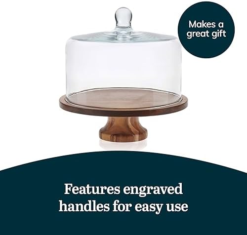 Libbey Selene 6-in-1 Domed Cake Stand, Unique Space Saving Glass Cake Stand with Dome, Multi-Purpose Dip Bowl To Serve Snacks and More