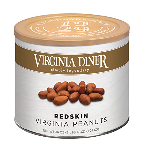 Virginia Diner Salted Virginia Peanuts - XL Gourmet Peanuts Non-GMO, Preservative Free Gifts from Virginia Since 1929-18 Oz Can