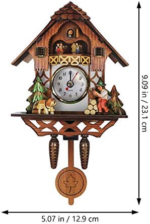 Vosarea Wooden Wall Clock,Small Clock Decor,Cuckoo Shaped Clock Antique Pendulum for Home Kids Room Bedroom Decor