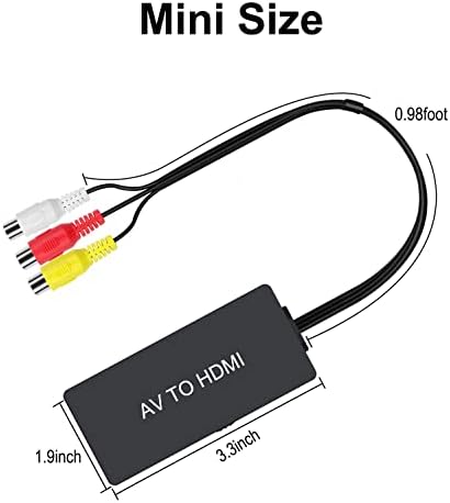 RCA to HDMI Converter, AV to HDMI Adapter Support 1080P, PAL/NTSC Compatible with WII/WII U/PS one/PS2/PS3/STB/Xbox/VHS/VCR/Blue-Ray DVD ect.