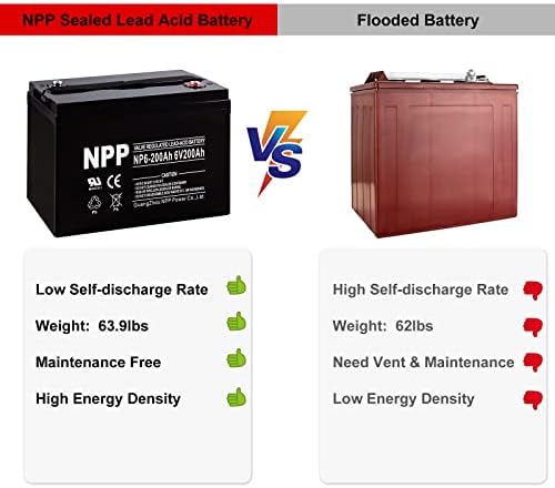 NPP 6V 225Ah AGM SLA Battery with T16 (M8) Terminal for Golf Cart (2 Pcs)