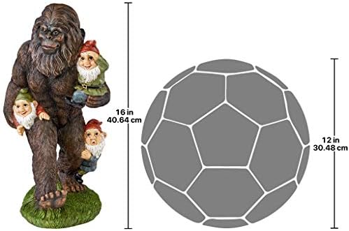 Design Toscano Schlepping the Garden Gnomes Bigfoot Yeti Indoor/Outdoor Garden Statue, 16 Inch Tall, Cast Stone Resin, Painted Full Color Finish